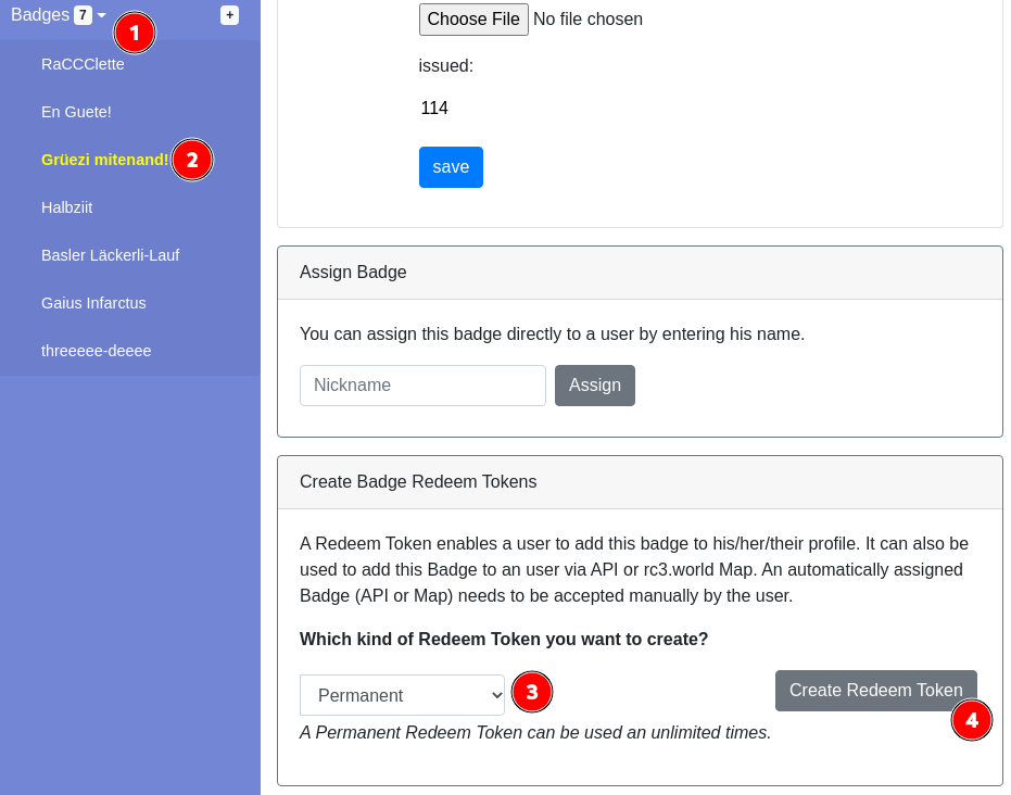 Issue Badge Redeem Tokens